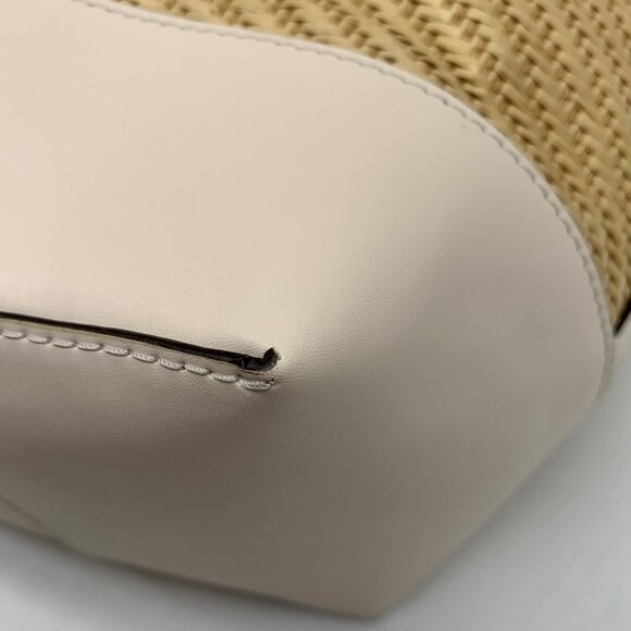 Michael Kors Eva Large Woven Straw and Cream Leather Trim Tote Bag with Leather - Picture 8 of 11